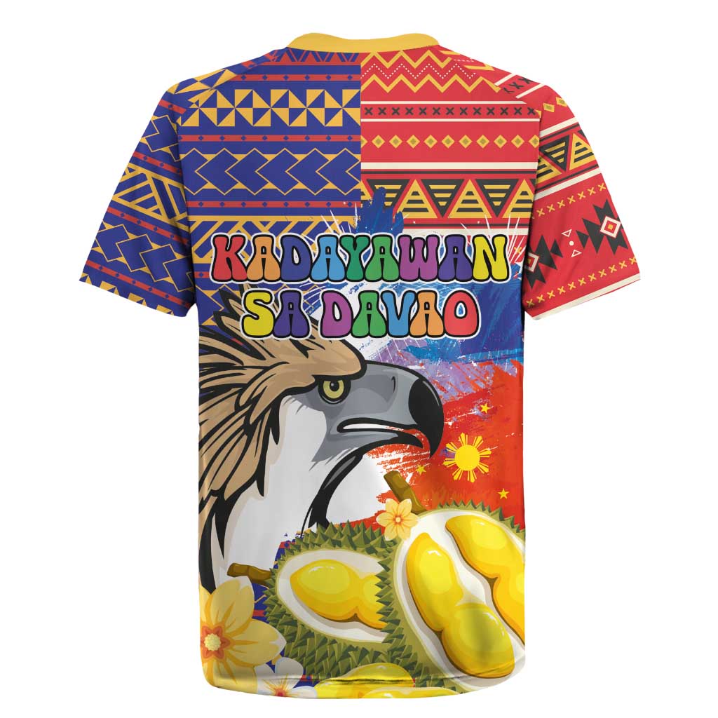 Philippines Kadayawan Rugby Jersey Filipino Eagle Durian with Polynesian and Igorots Pattern LT03 - Polynesian Pride
