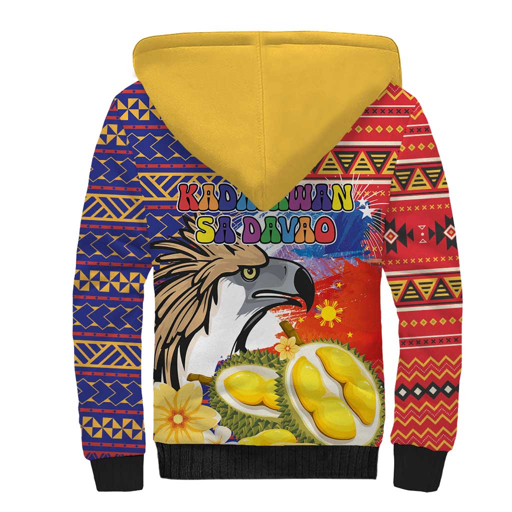 Philippines Kadayawan Sherpa Hoodie Filipino Eagle Durian with Polynesian and Igorots Pattern LT03 - Polynesian Pride