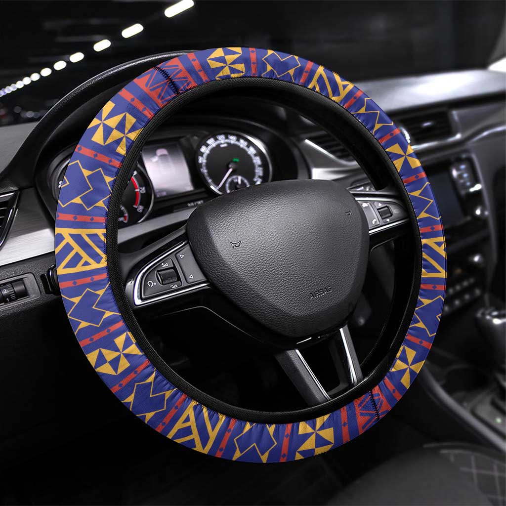 Philippines Kadayawan Steering Wheel Cover Filipino Eagle Durian with Polynesian and Igorots Pattern