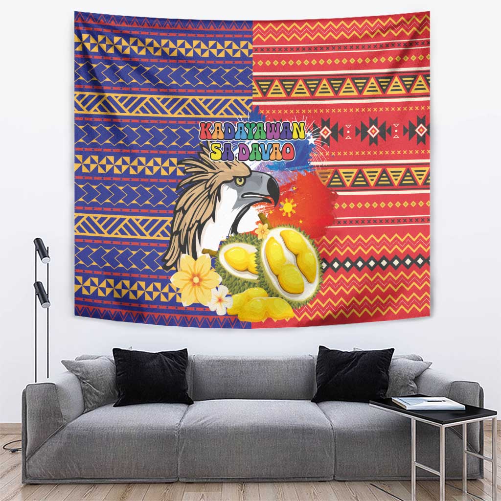 Philippines Kadayawan Tapestry Filipino Eagle Durian with Polynesian and Igorots Pattern LT03 Red - Polynesian Pride