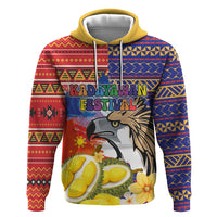 Philippines Kadayawan Zip Hoodie Filipino Eagle Durian with Polynesian and Igorots Pattern LT03 Pullover Hoodie Red - Polynesian Pride
