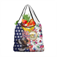 Hawaii and United States Together Grocery Bag Seal of Hawaii and Bald Eagle LT03 1-pack One Size White - Polynesian Pride
