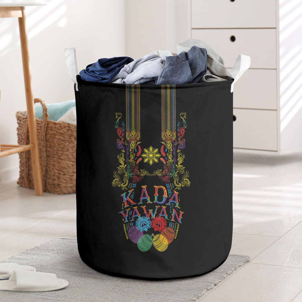 Philippines Kadayawan Festival Laundry Basket Polynesian Tribal Art Barong Style LT03 Black - Polynesian Pride