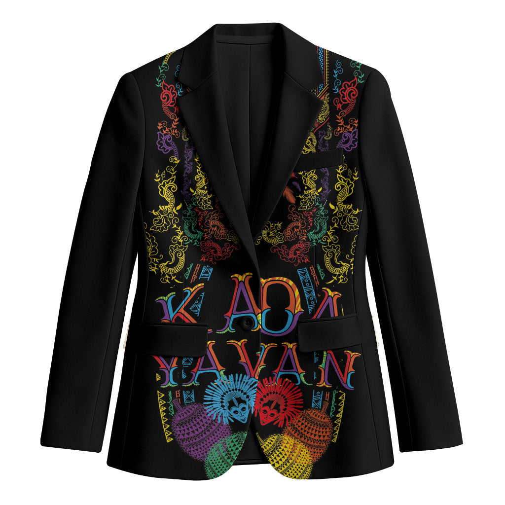 Philippines Kadayawan Festival Blazer Polynesian Tribal Art Barong Style LT03 Unisex Black - Polynesian Pride