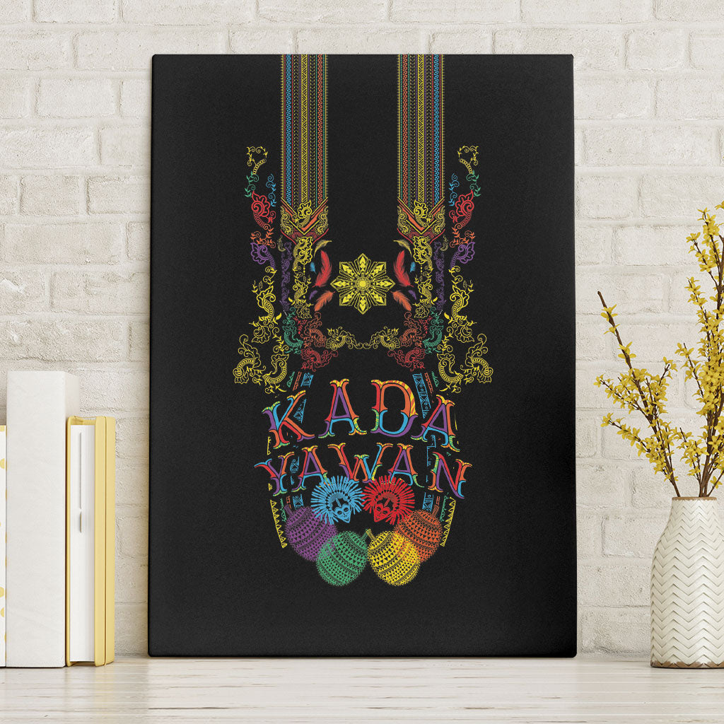 Philippines Kadayawan Festival Canvas Wall Art Polynesian Tribal Art Barong Style LT03 Without Frame Black - Polynesian Pride