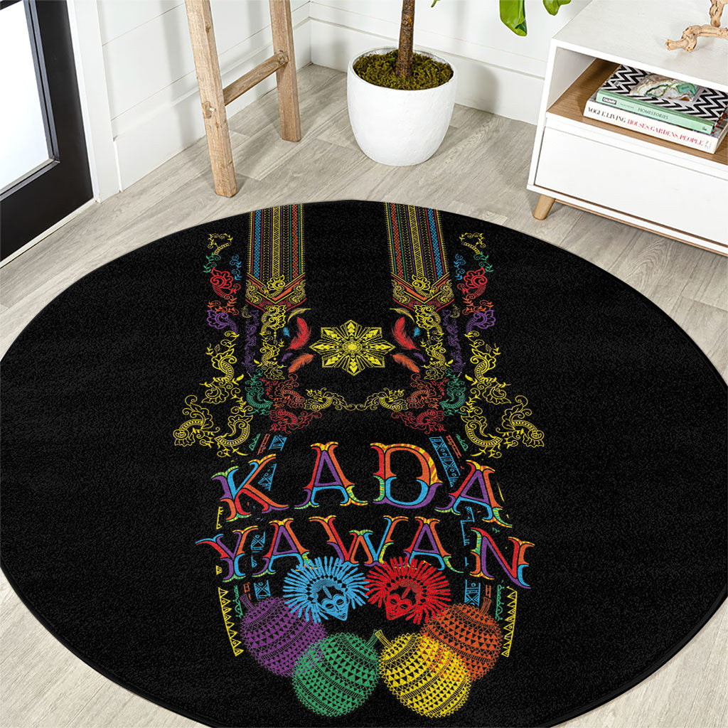 Philippines Kadayawan Festival Round Carpet Polynesian Tribal Art Barong Style LT03 Black - Polynesian Pride