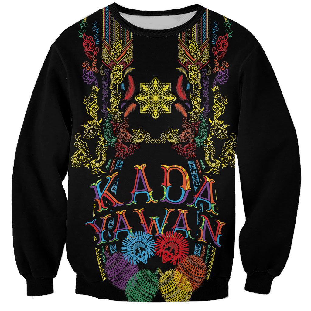 Philippines Kadayawan Festival Sweatshirt Polynesian Tribal Art Barong Style LT03 Unisex Black - Polynesian Pride