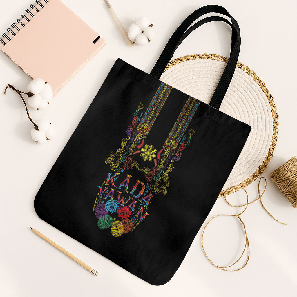 Philippines Kadayawan Festival Tote Bag Polynesian Tribal Art Barong Style LT03 Black Strap One Size Black - Polynesian Pride