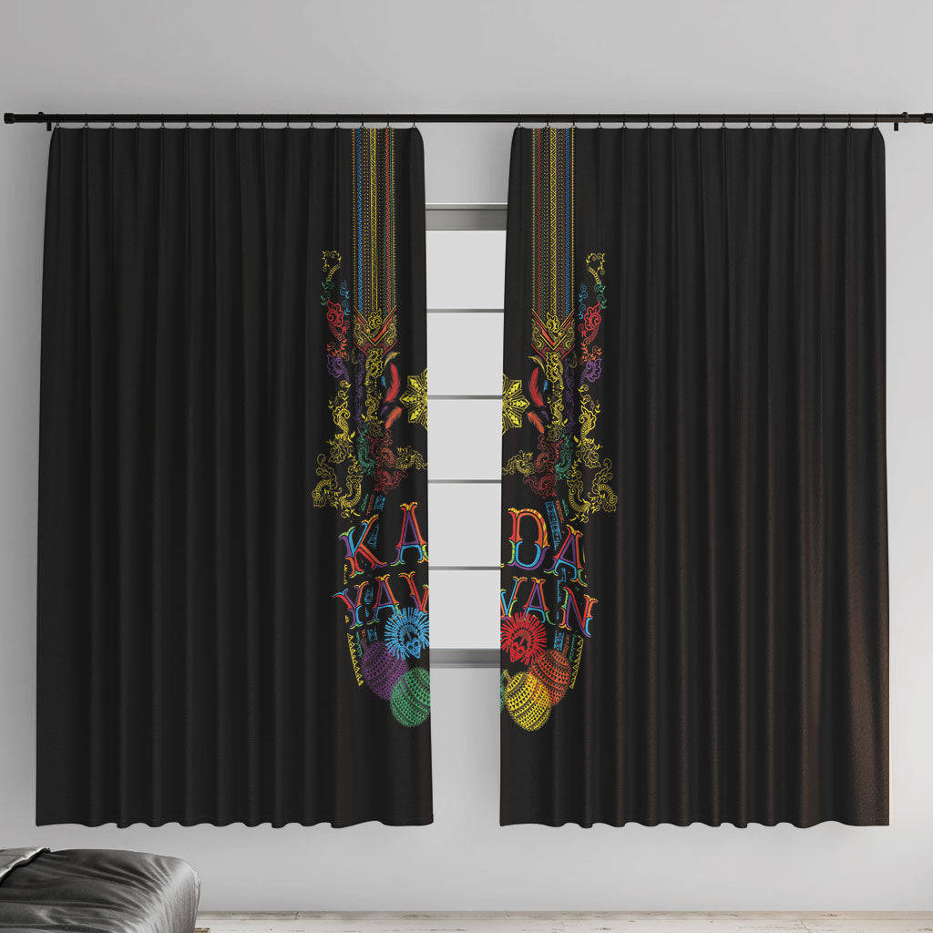 Philippines Kadayawan Festival Window Curtain Polynesian Tribal Art Barong Style LT03 With Hooks Black - Polynesian Pride