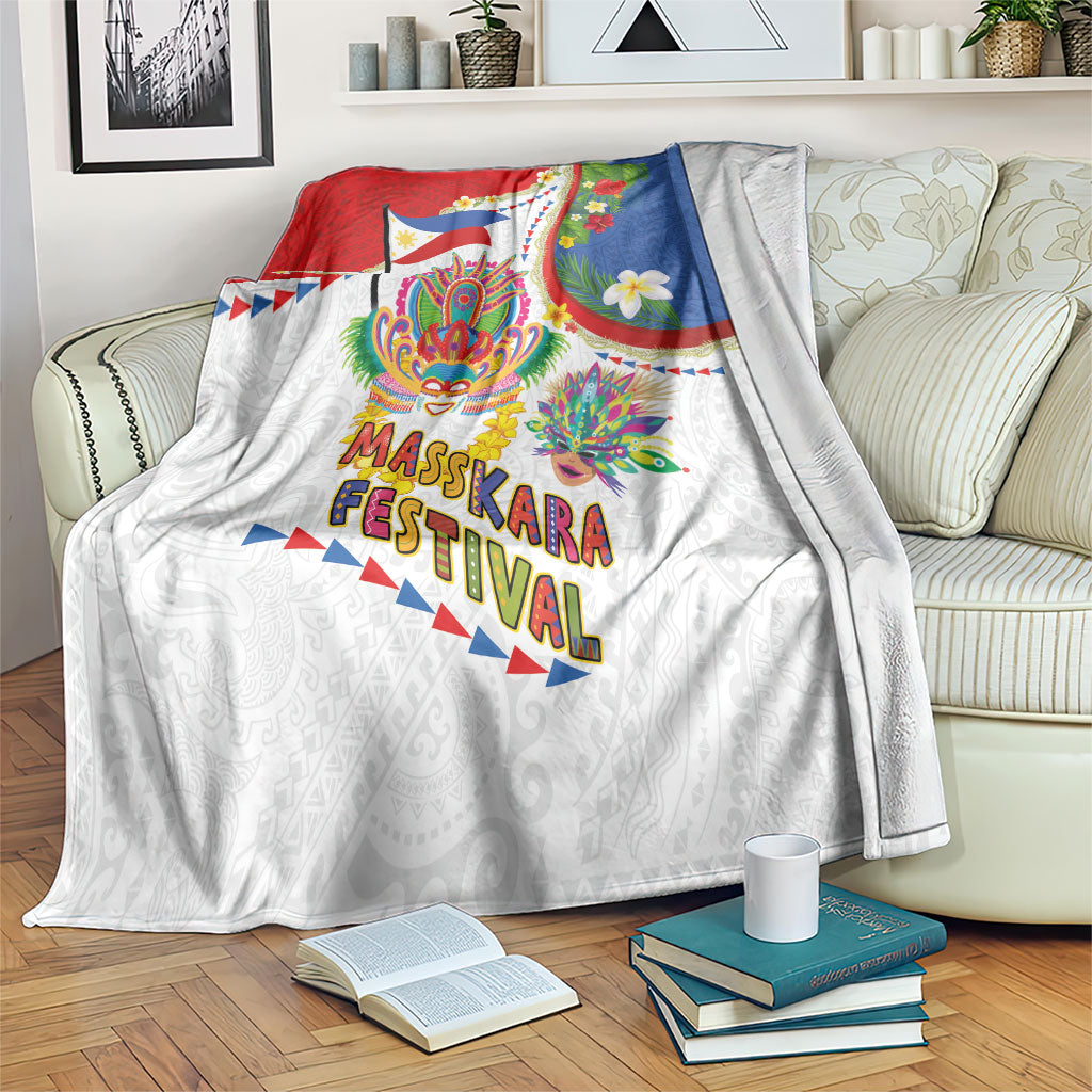 Philippines MassKara Festival Blanket Smile Masks with Hawaiian Art Pattern and Tropical Plants LT03 Multicolor - Polynesian Pride