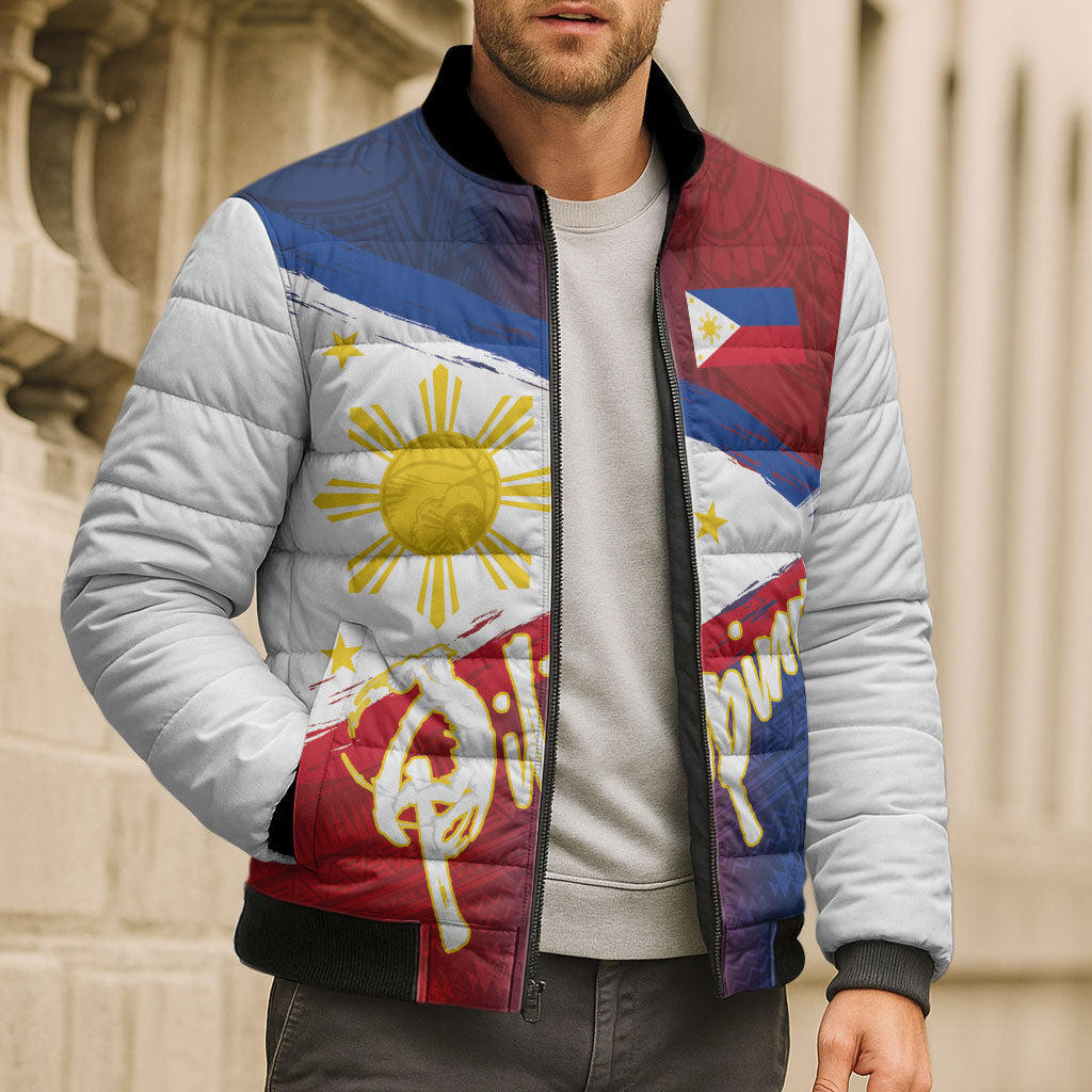 Philippines Basketball Custom Bomber Puffer Jacket Pilipinas Tribal Pattern LT03 - Polynesian Pride