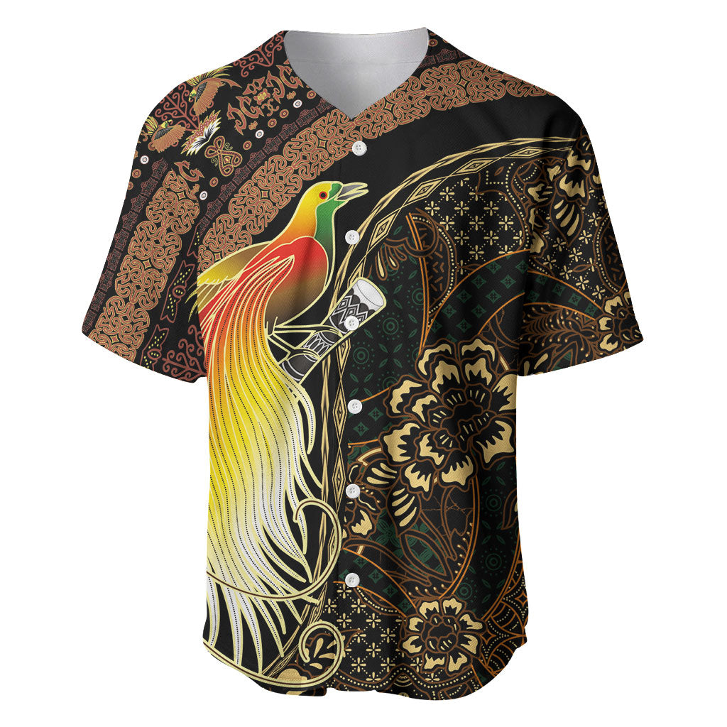 Papua New Guinea and Indonesia Batik Baseball Jersey Bird of Paradise with Tribal Batik Patterns LT03 Multicolor - Polynesian Pride