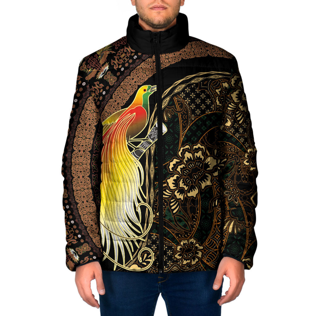 Papua New Guinea and Indonesia Batik Padded Jacket Bird of Paradise with Tribal Batik Patterns LT03 Men Multicolor - Polynesian Pride