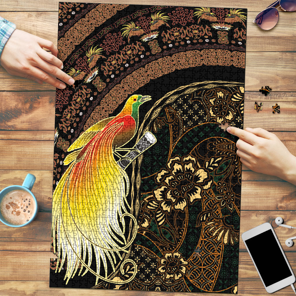 Papua New Guinea and Indonesia Batik Puzzle Bird of Paradise with Tribal Batik Patterns LT03 Multicolor - Polynesian Pride