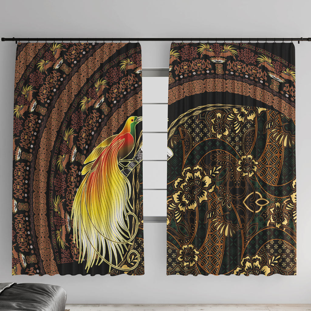 Papua New Guinea and Indonesia Batik Window Curtain Bird of Paradise with Tribal Batik Patterns LT03 With Hooks Multicolor - Polynesian Pride