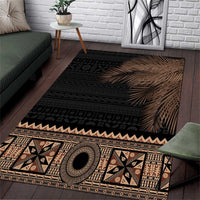 Fiji Palm Leaves Area Rug Masi and Tapa Tribal Pattern Beige Color LT03 Beige - Polynesian Pride