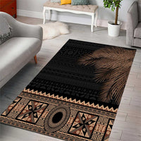 Fiji Palm Leaves Area Rug Masi and Tapa Tribal Pattern Beige Color LT03 - Polynesian Pride