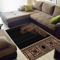 Fiji Palm Leaves Area Rug Masi and Tapa Tribal Pattern Beige Color LT03 - Polynesian Pride