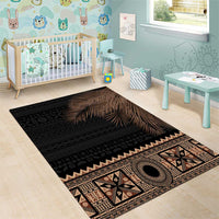 Fiji Palm Leaves Area Rug Masi and Tapa Tribal Pattern Beige Color LT03 - Polynesian Pride