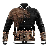 Fiji Palm Leaves Baseball Jacket Masi and Tapa Tribal Pattern Beige Color LT03 Unisex Beige - Polynesian Pride