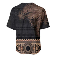 Fiji Palm Leaves Baseball Jersey Masi and Tapa Tribal Pattern Beige Color LT03 - Polynesian Pride