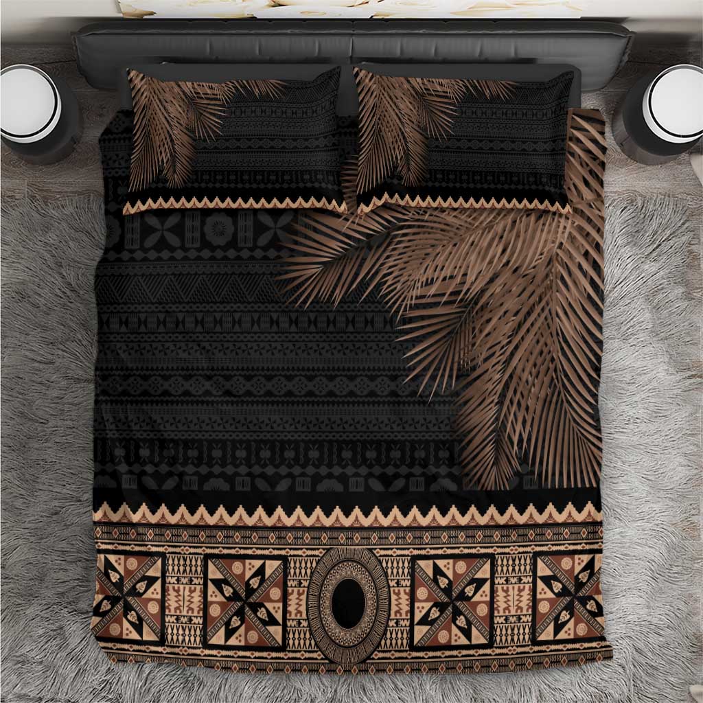 Fiji Palm Leaves Bedding Set Masi and Tapa Tribal Pattern Beige Color LT03 Beige - Polynesian Pride