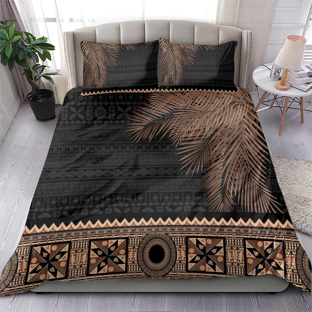 Fiji Palm Leaves Bedding Set Masi and Tapa Tribal Pattern Beige Color LT03 - Polynesian Pride