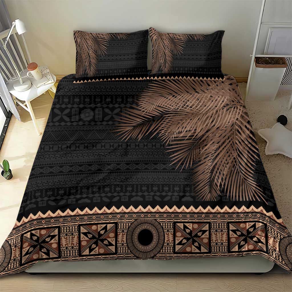 Fiji Palm Leaves Bedding Set Masi and Tapa Tribal Pattern Beige Color LT03 - Polynesian Pride