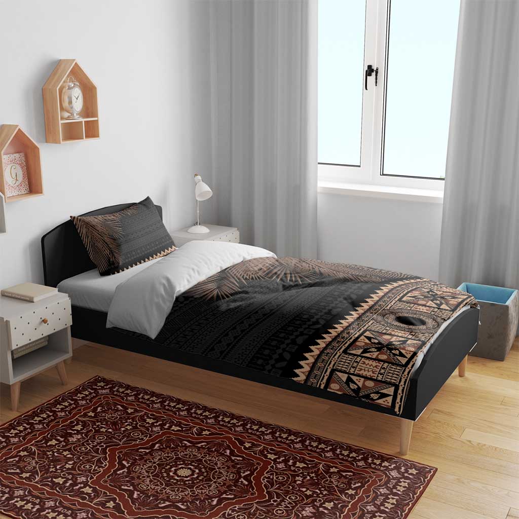Fiji Palm Leaves Bedding Set Masi and Tapa Tribal Pattern Beige Color LT03 - Polynesian Pride