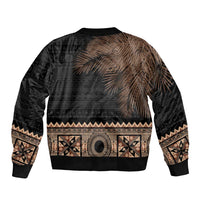 Fiji Palm Leaves Bomber Jacket Masi and Tapa Tribal Pattern Beige Color LT03 - Polynesian Pride