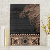Fiji Palm Leaves Canvas Wall Art Masi and Tapa Tribal Pattern Beige Color LT03 Without Frame Beige - Polynesian Pride