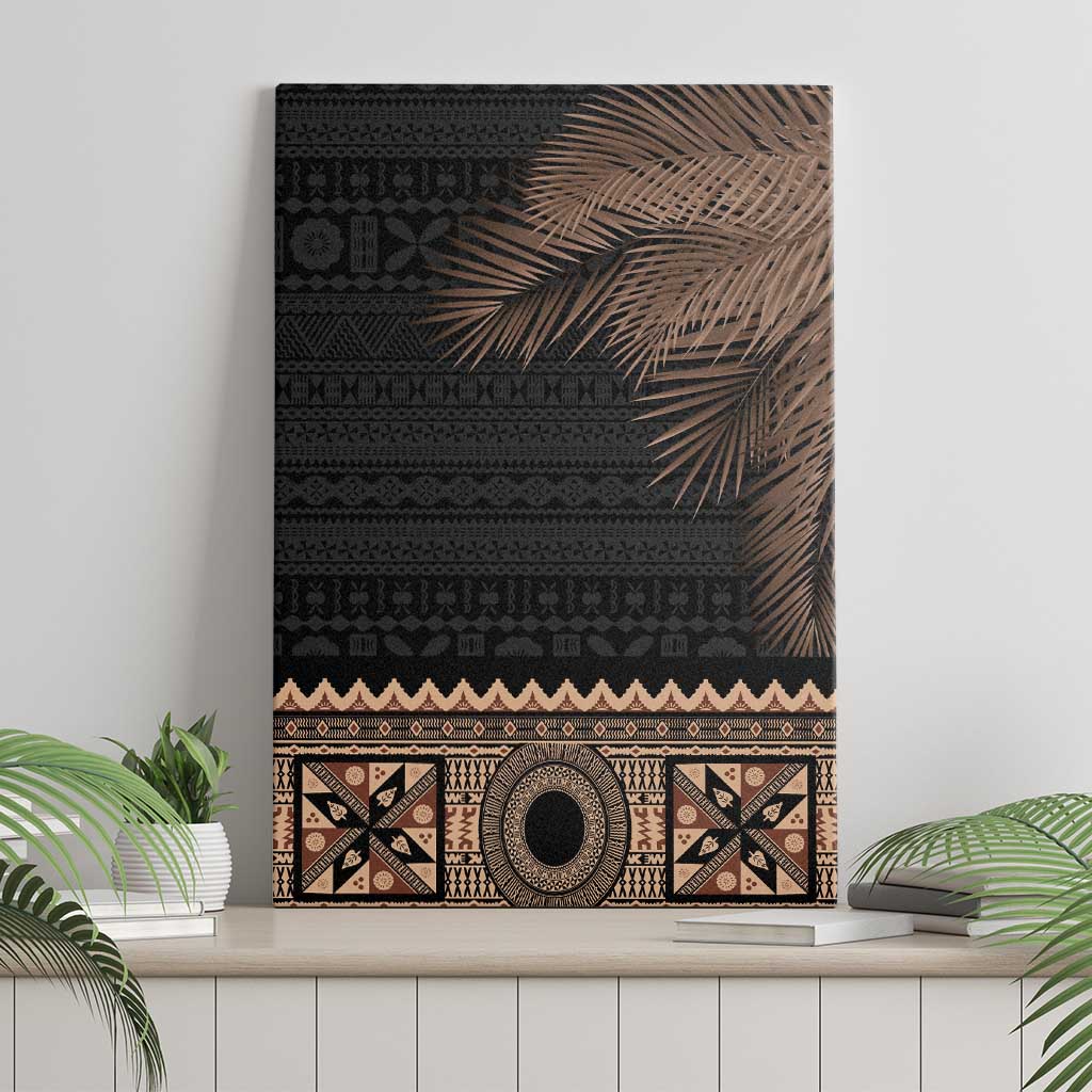 Fiji Palm Leaves Canvas Wall Art Masi and Tapa Tribal Pattern Beige Color LT03 - Polynesian Pride