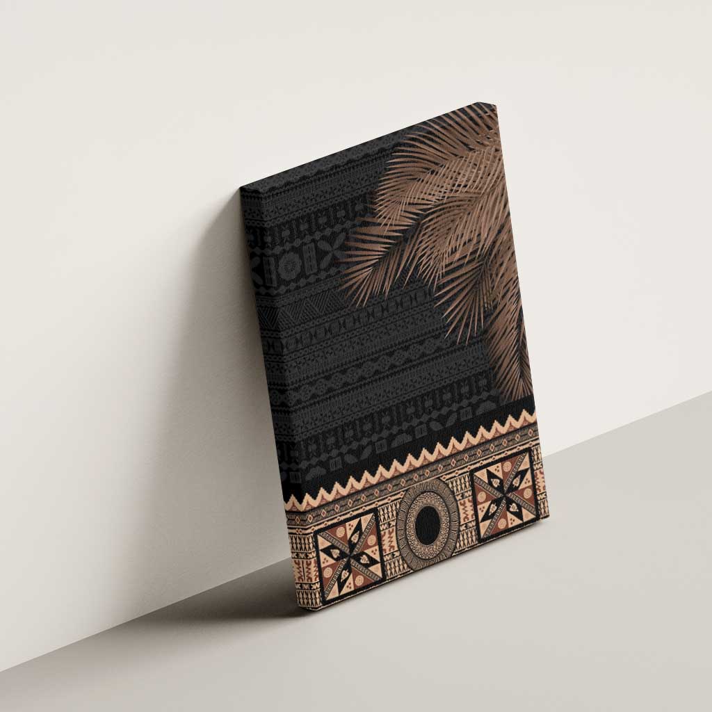 Fiji Palm Leaves Canvas Wall Art Masi and Tapa Tribal Pattern Beige Color LT03 - Polynesian Pride