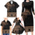 Fiji Palm Leaves Family Matching Long Sleeve Bodycon Dress and Hawaiian Shirt Masi and Tapa Tribal Pattern Beige Color