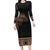 Fiji Palm Leaves Family Matching Long Sleeve Bodycon Dress and Hawaiian Shirt Masi and Tapa Tribal Pattern Beige Color