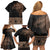 Fiji Palm Leaves Family Matching Off Shoulder Short Dress and Hawaiian Shirt Masi and Tapa Tribal Pattern Beige Color