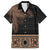 Fiji Palm Leaves Family Matching Off Shoulder Short Dress and Hawaiian Shirt Masi and Tapa Tribal Pattern Beige Color