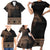 Fiji Palm Leaves Family Matching Short Sleeve Bodycon Dress and Hawaiian Shirt Masi and Tapa Tribal Pattern Beige Color