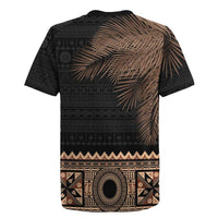 Fiji Palm Leaves Rugby Jersey Masi and Tapa Tribal Pattern Beige Color LT03 - Polynesian Pride