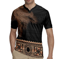 Fiji Palm Leaves Rugby Jersey Masi and Tapa Tribal Pattern Beige Color LT03 - Polynesian Pride