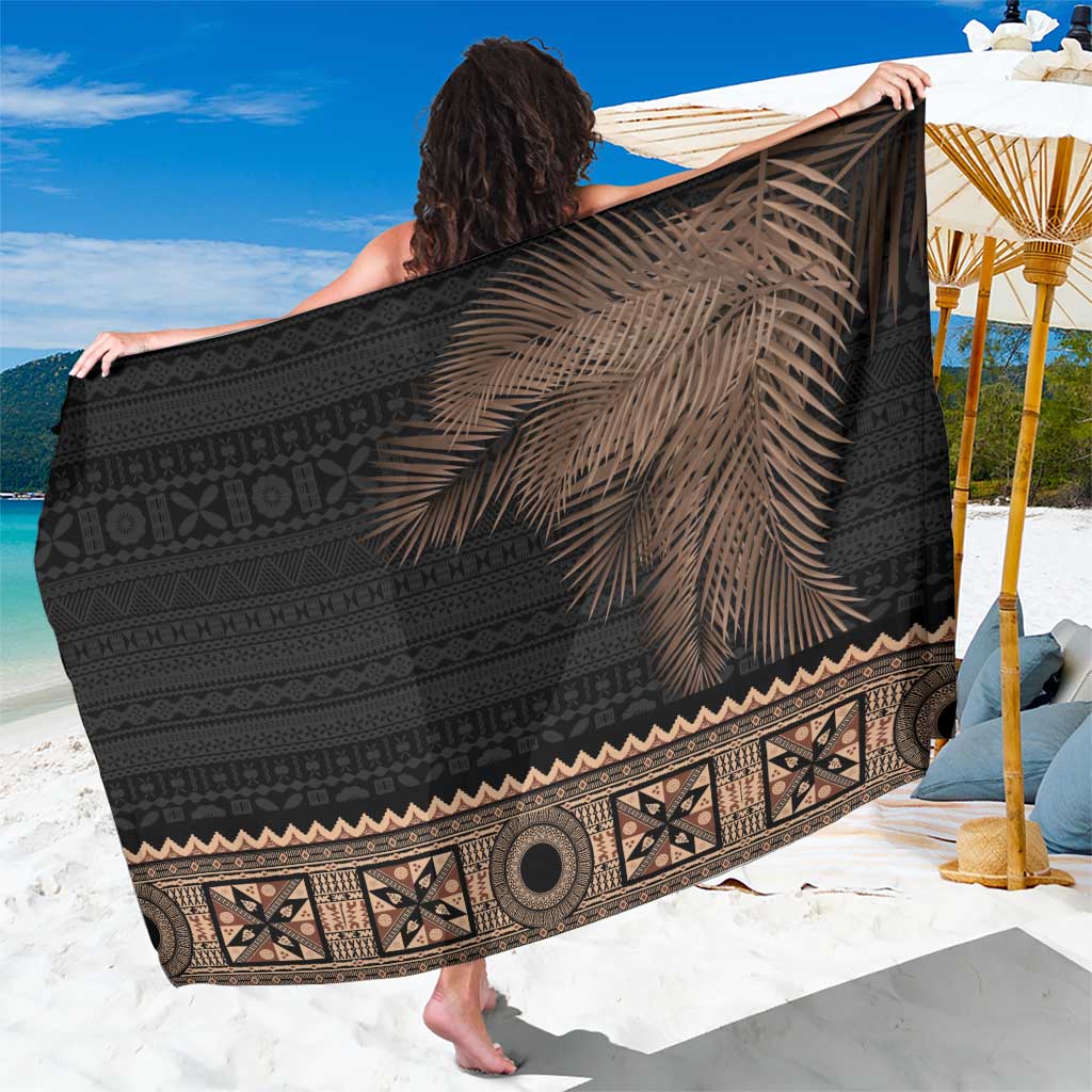 Fiji Palm Leaves Sarong Masi and Tapa Tribal Pattern Beige Color LT03 One Size 44 x 66 inches Beige - Polynesian Pride