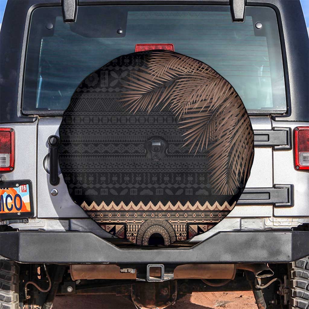 Fiji Palm Leaves Spare Tire Cover Masi and Tapa Tribal Pattern Beige Color LT03 Beige - Polynesian Pride