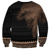 Fiji Palm Leaves Sweatshirt Masi and Tapa Tribal Pattern Beige Color LT03 - Polynesian Pride