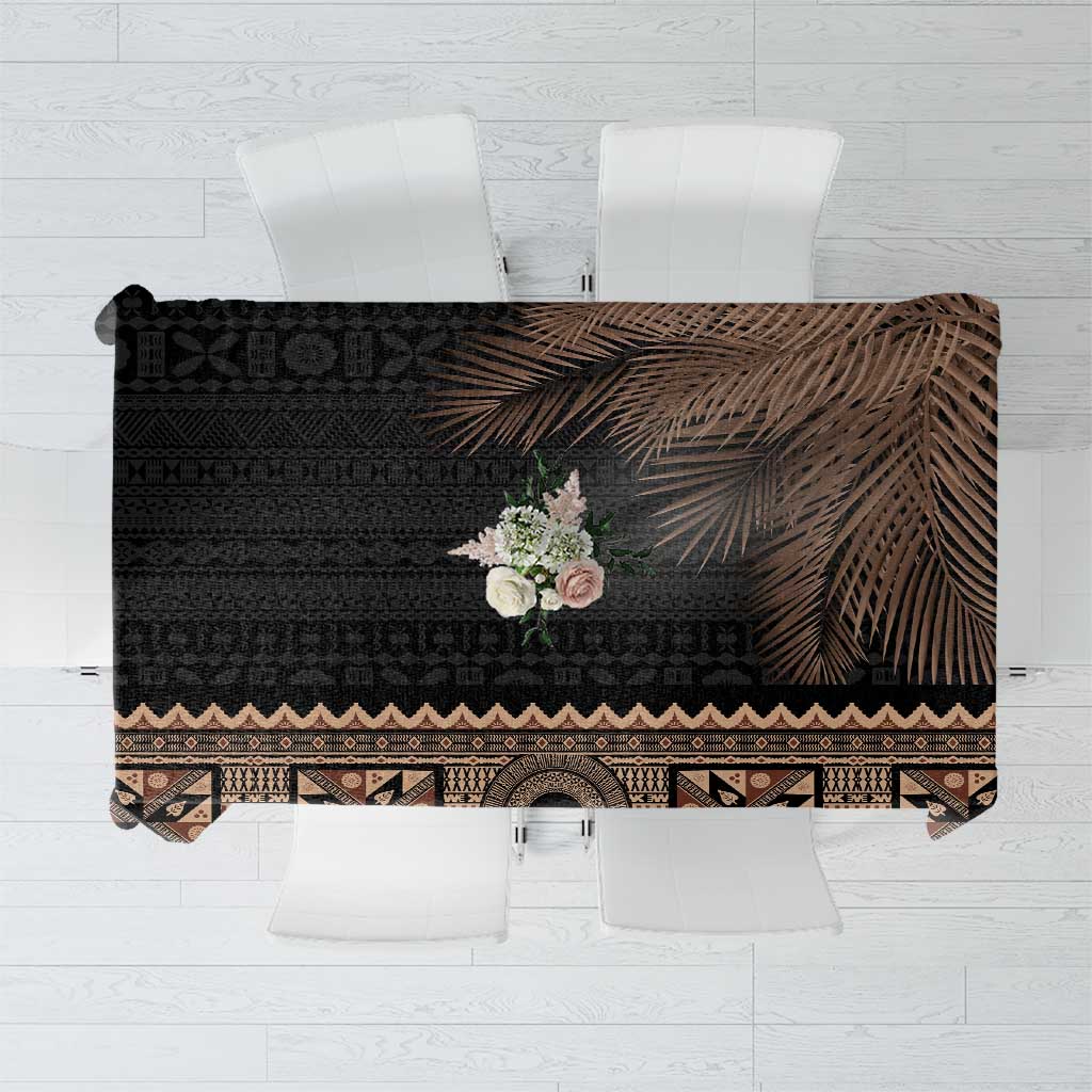 Fiji Palm Leaves Tablecloth Masi and Tapa Tribal Pattern Beige Color LT03 Beige - Polynesian Pride