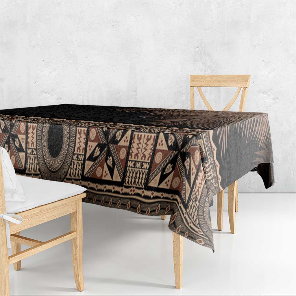 Fiji Palm Leaves Tablecloth Masi and Tapa Tribal Pattern Beige Color LT03 - Polynesian Pride
