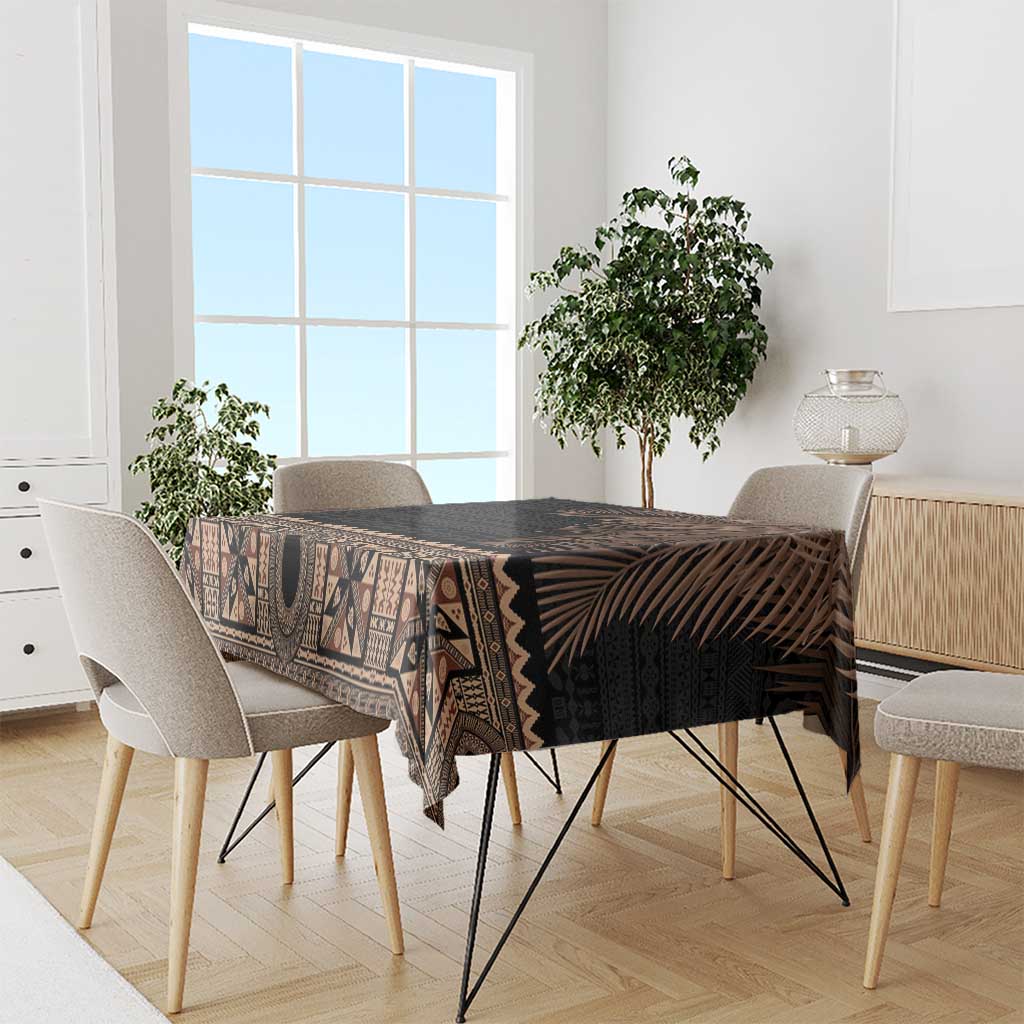 Fiji Palm Leaves Tablecloth Masi and Tapa Tribal Pattern Beige Color LT03 - Polynesian Pride