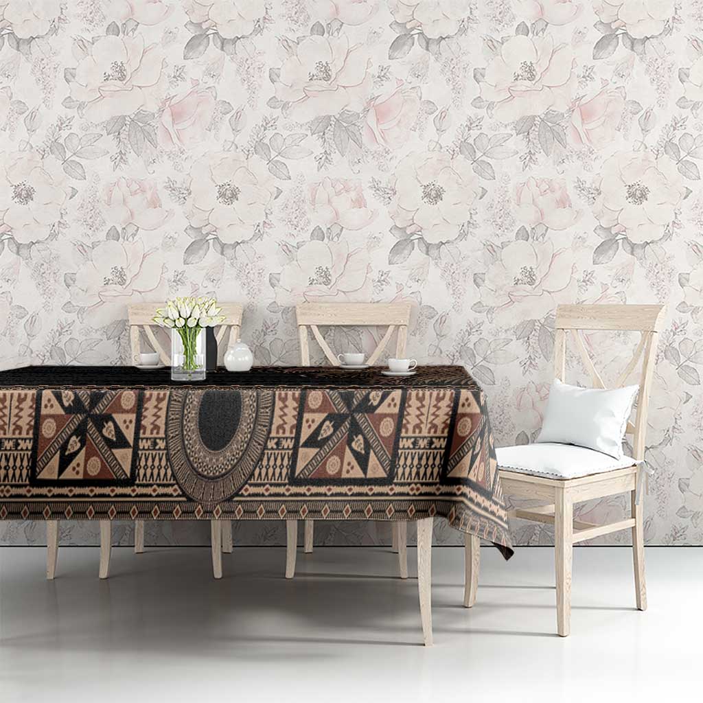 Fiji Palm Leaves Tablecloth Masi and Tapa Tribal Pattern Beige Color LT03 - Polynesian Pride
