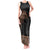 Fiji Palm Leaves Tank Maxi Dress Masi and Tapa Tribal Pattern Beige Color