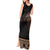 Fiji Palm Leaves Tank Maxi Dress Masi and Tapa Tribal Pattern Beige Color