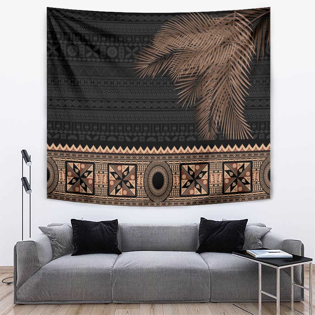 Fiji Palm Leaves Tapestry Masi and Tapa Tribal Pattern Beige Color LT03 Beige - Polynesian Pride